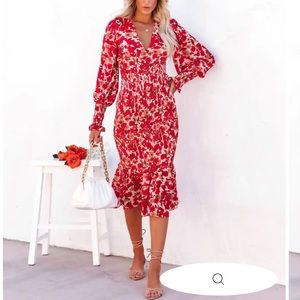 VICI red floral dress